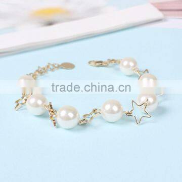 Gold Star Pearl Linked Bracelet Gold Chain Bracelet