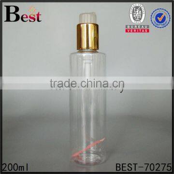 China Clear 200ml Pet Plastic Bottle Cosmetic Packaging Flat Shoulder Pump Plastic Bottle Pet for Skin Care Wholesale photo-3