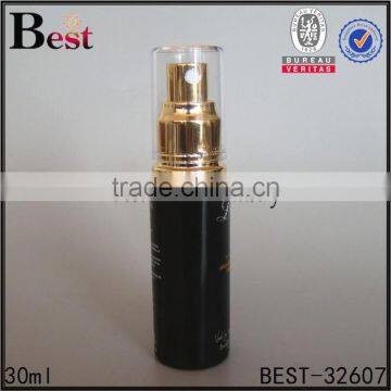 30ml cost price  china black glass bottle gold metal spray cosmetic toner silk screen printing bottle glass manufacture