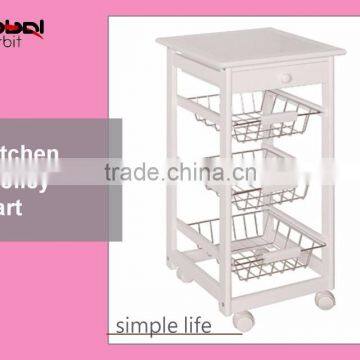 Home Furniture Wooden Dining Utility Cart Table Kitchen Trolley photo-3