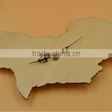 2015 new design|wood wall clock|country shap wall clock|home decor|wood handicraft