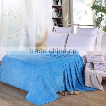 Portable Travel Sky Blue Super Soft Solid Flannel Blanket photo-2