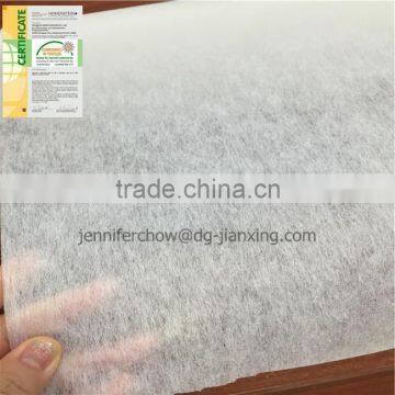 Non woven polyester interlining for embroidery backing