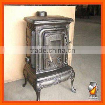 Wood burning cook stove with two fire eyes