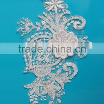 Fashionable lace applique 3d lace fabric flower embroidery designs