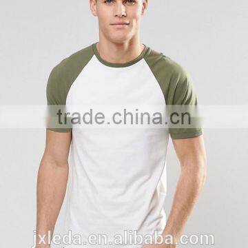 Wholesale men contrast raglan short sleeves muscle tight fit t-shirt