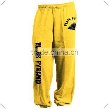 2014 Latest Safty Yellow printed sweatpants for men made by 100% cotton polar fleece in China