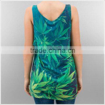 Guangzhou Custom Mens And Womens Vest Heat Transfer Leaf Couples Tank Top photo-4
