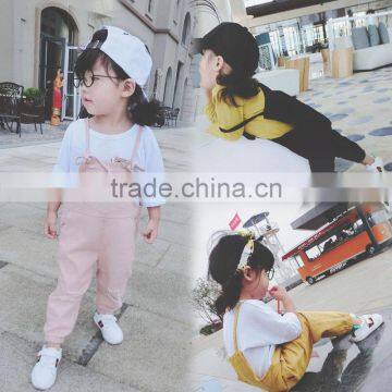 0-3 years New 2017 Wholesale Autumn Cotton Good Quality Denim Strap Overalls Baby Pants (pick size color)