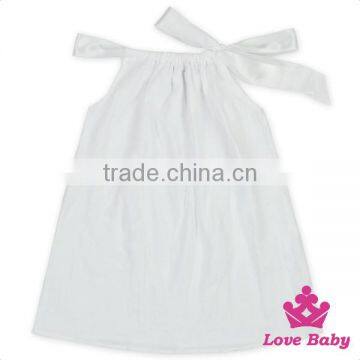 Children Plain White Summer Breathable Sleeveless Soft Newborn Infant Toddler Girl Pillowcase Type Bow Dress