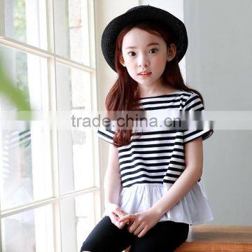 S17605A Wholesale new striped children kids short sleeve t shirt