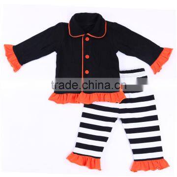 Children Pyjamas 100% Cotton Toddler Girls Ruffle Stripe Kids Halloween Pajamas photo-4