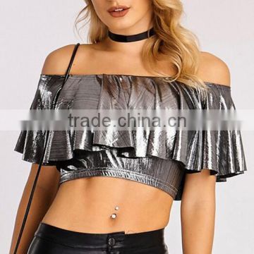 Runwaylover EY2201B Hot Sale 2017 Ladies Off-Shoulder Sexy Crop tops