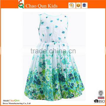 Latest Summer Custom Designs Flower Printing Net Fomal Kids Dresses
