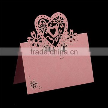 Paper Wedding Party Name Place Card Heart Pink