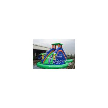 Home Party Water Pool Slide Rental Inflatable Green , Blow Up Water Slides