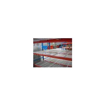 Dark Bule / Orange Red Industrial Storage Racks 75mm Freely Adjusted With Wire Mesh Decking