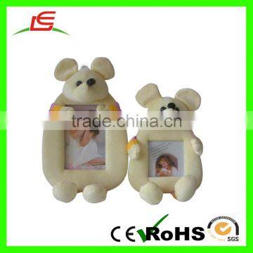 OEM Wholesale white animal shaped plush photo frame mouse for low price