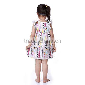 Cheap Girls Summer Dress Children Long Feather Pattern Dress Clothing Free Prom Dress photo-5