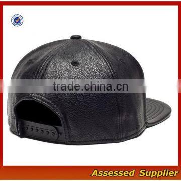 SNB035 Custom Black Leather Snapback Hat Wholesale photo-2