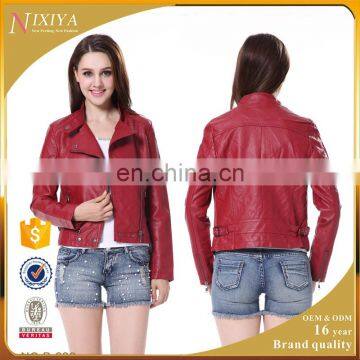 Perfect PU Leather Jackets Young Ladies Fantastic Red Jackets