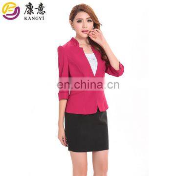 Brand quality polyester fashion business office short sleeve Ladies Blazer Suit with blazer fabric for Summer manufactuter