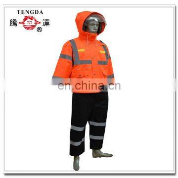 Orange Reflective Safety Polyester Worker Rain Coat photo-3