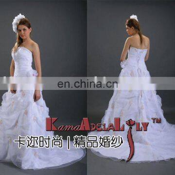 EB289 Shiny organza flower Wedding dress backless embroidery bridal dresses