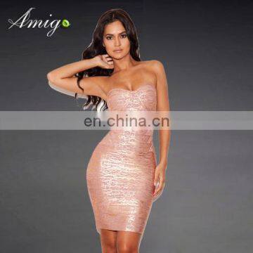 high quality women pink strapless Fashion show evening dresses