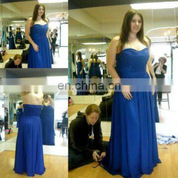 Free shipping!A line sweetheart pleats long chiffon blue bridesmaid dress cheap JBD023