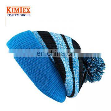 Custom Winter Striped Knitted hat with Pom Pom