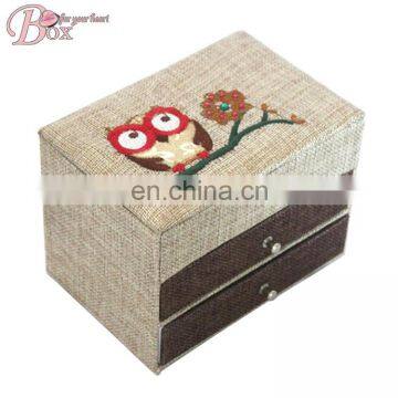 Best Selling Fabric Lovely Pattern Mirrored Jewelry Box with Drawer