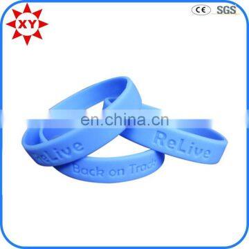 High quality 220mm embossed blue promotional wristbands