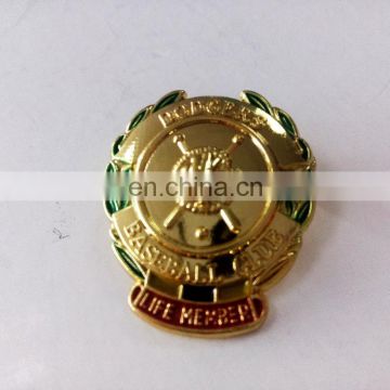 Die cast badge shiny gold plated zinc alloy material badge customized emboss badge