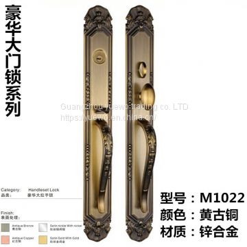 Villa door lock double pull european-style lock anti-theft lock office lock copper door mechanical lock wooden door or m