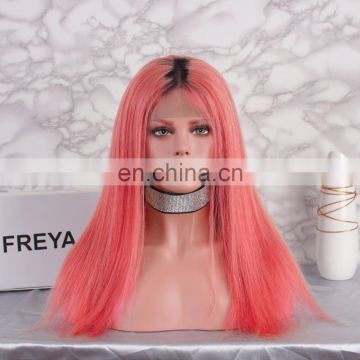 2018 hot sale color hair cheap lace front wig orange wig