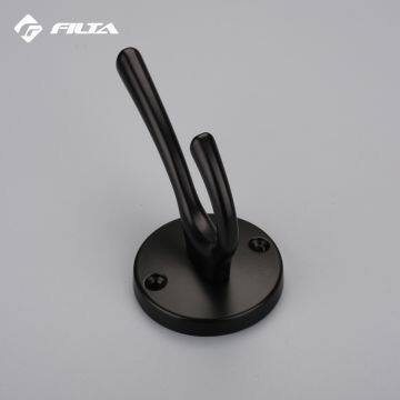 Fancy Design Filta Hardware Eco-Friendly Home Design Storage Black Double Zinc Alloy Coat Hook Hanger 6588 photo-4