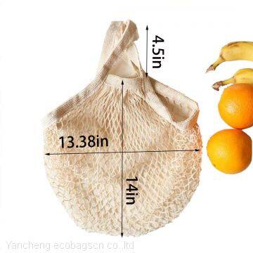 Ecology Reusable Cotton Mesh Grocery Bags Cotton String Bags Net Shopping Bags Mesh Bags Pack of 3 (Beige) photo-4