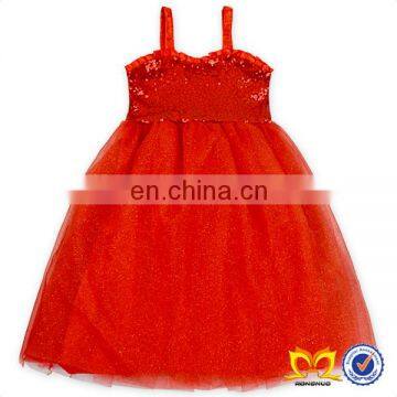 Latest Party Wear Dresses For Kids Red Sequin One Piece Girls Party Dress