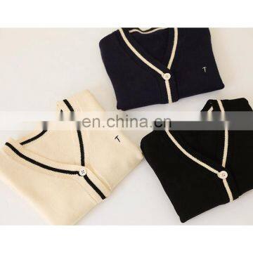 6504/Color Blocking High Quality Spring Baby Girls Cotton Coat Simple Fashion Casual Knit Cardigan Sweater