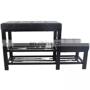 Customized Folding Shoe Rack With Metal Feet Legs and PVC PU Leather Indoor Stool for Entrance Doorway photo-2