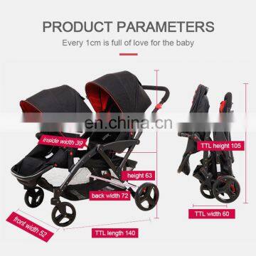 High Quality Twins Baby Stroller Aluminum Alloy Pram Twins Folding Shockproof Twin Strollers photo-3