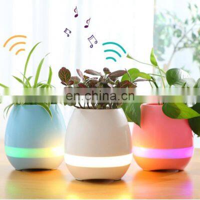 LED Smart 7 Colors Changed Night Light Musical Blutooth Plastic Flower Pot for Home Decoration or Gifts photo-2