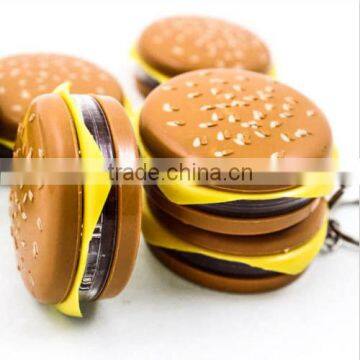 Cute Hamburger Cheese LED Flash Light Functional Keychain Key Chain Ring