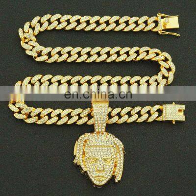 Punk Gold Portrait Coin Pendant Necklace Cuban Multilayer Chunky Thick Chain Choker Necklaces Gothtic Jewelry