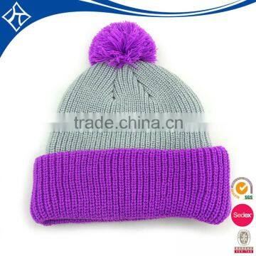 custom funny winter handmade knit beanie pompom hat for adult