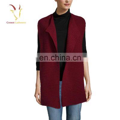 Женский безрукавный вязаный жилет из шерсти, женская безрукавная кардиган photo-3