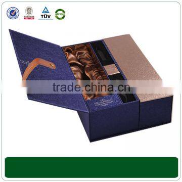 Luxury Black Paper Cardboard Wine Bottle Gift Box With Handle photo-5
