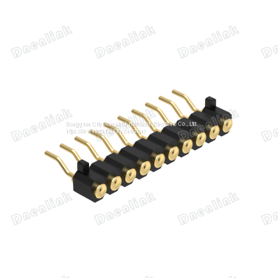 Dnenlink 2.00mm pitch Single Row  H2.5mm Concave contact  Right Angle SMT type Female Header PogoPin header With Peg