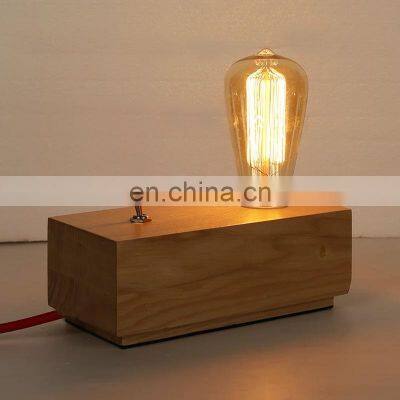 2021 Vintage Table Lamp Wooden Bedroom Side Desk Light Simple Led Decorative Table Lamps for Home Sidetab
